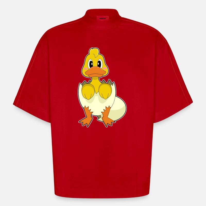 Duck Egg Eggshell - Heavyweight Oversized Organic Boxy T-Shirt Made in EU - red