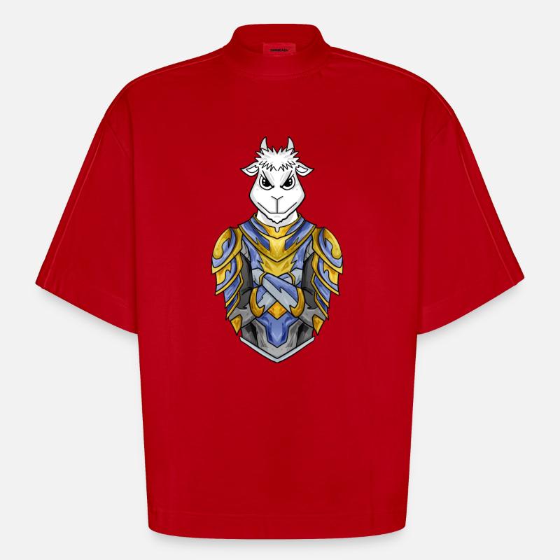 Chevalier Chèvre cool - T-shirt bio épais oversize Boxy fabriqué en UE - rouge