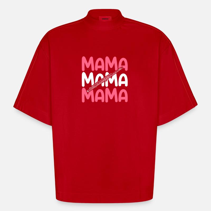 Flötist Mama Mutter Querflöte - Heavyweight Oversized Organic Boxy T-Shirt Made in EU - Rot