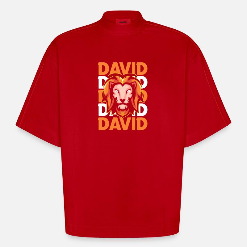 Löwe David - Heavyweight Oversized Organic Boxy T-Shirt Made in EU - Rot
