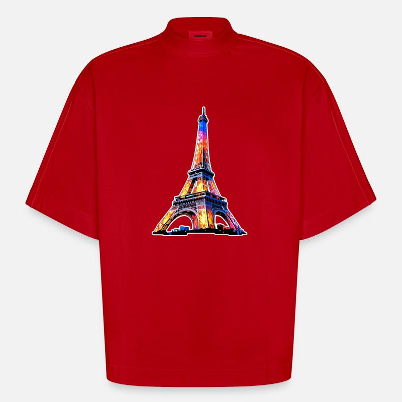 Eiffelturm #3 - Heavyweight Oversized Organic Boxy T-Shirt Made in EU - Rot
