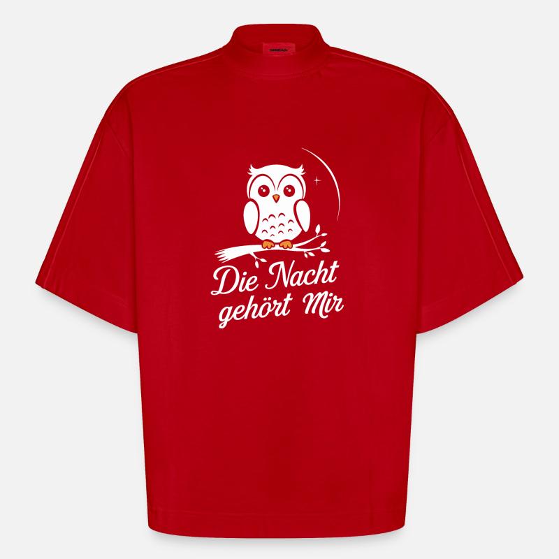 Nachteule Eule Eulen Vogel - Heavyweight Oversized Organic Boxy T-Shirt Made in EU - Rot