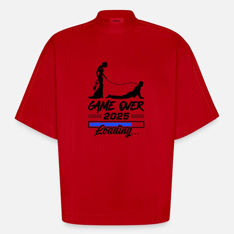 Hochzeit Loading 2025 Game Over - Heavyweight Oversized Organic Boxy T-Shirt Made in EU - Rot