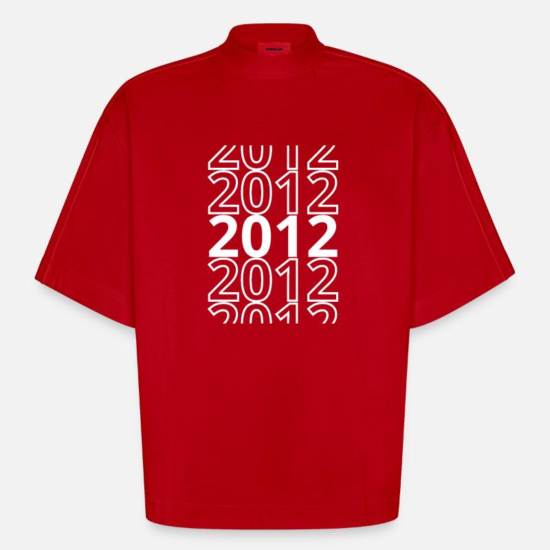 2012 2012 2012 - T-shirt bio épais oversize Boxy fabriqué en UE - rouge