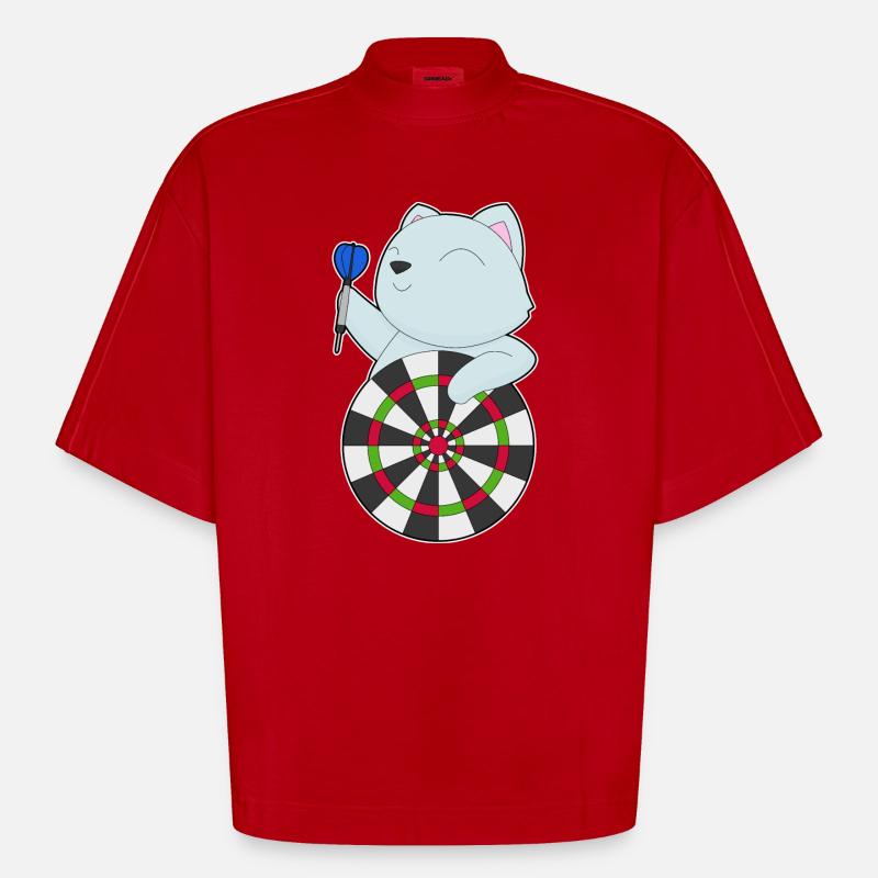 Cible de fléchettes pour chat - T-shirt bio épais oversize Boxy fabriqué en UE - rouge