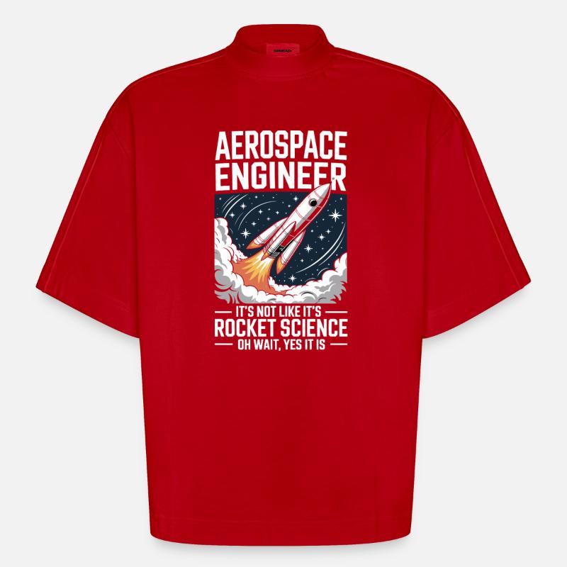 Aerospace Engineer Like Rocket Science - Heavyweight Oversized Organic Boxy T-Shirt Made in EU - red