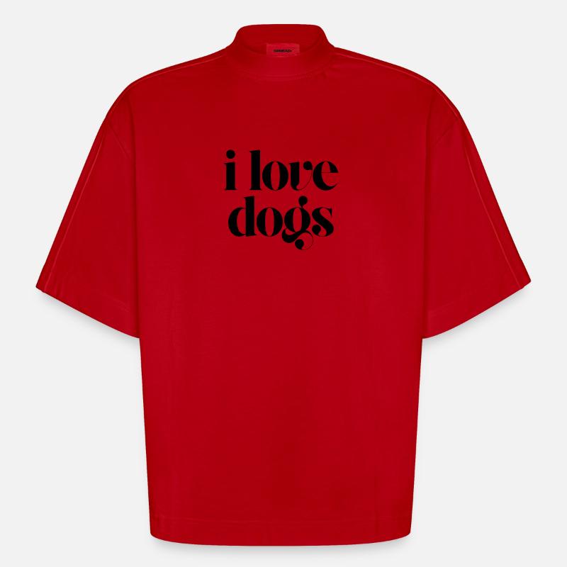 i love dogs - Heavyweight Oversized Organic Boxy T-Shirt Made in EU - red