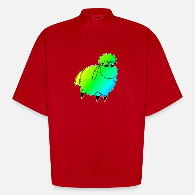 Wolly Sheeeepling Retro wave - Heavyweight Oversized Organic Boxy T-Shirt Made in EU - Rot