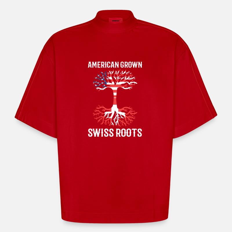 Schweiz Schweizer Schweizerdeutsch - Heavyweight Oversized Organic Boxy T-Shirt Made in EU - Rot