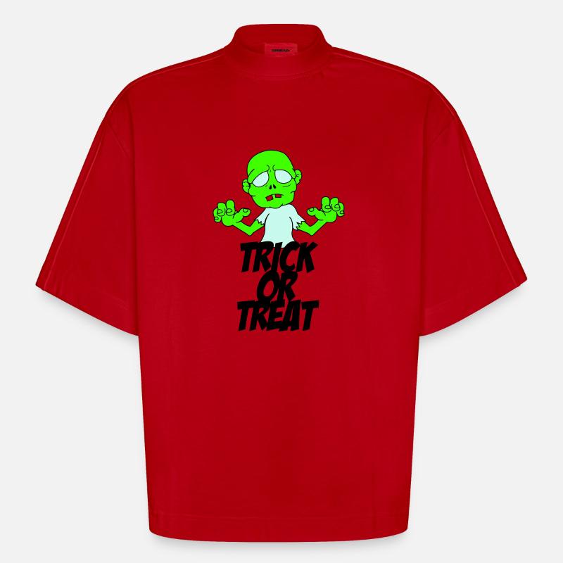 Zombie Trick or Treat - T-shirt bio épais oversize Boxy fabriqué en UE - rouge
