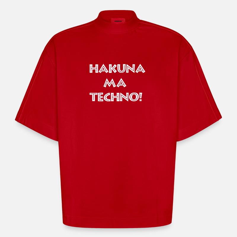 Hakuna Ma Techno_white - Heavyweight Oversized Organic Boxy T-Shirt Made in EU - Rot