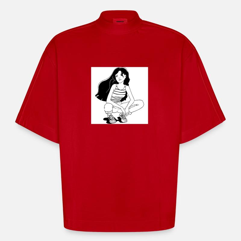 Mode Mädchen - Heavyweight Oversized Organic Boxy T-Shirt Made in EU - Rot