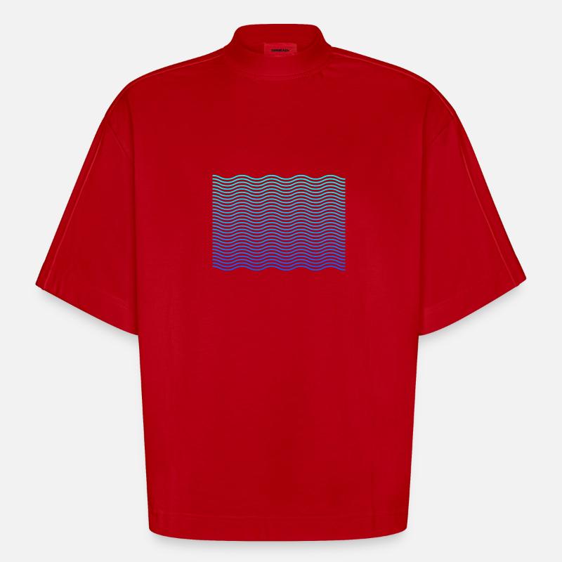 Conception de vagues de vagues - T-shirt bio épais oversize Boxy fabriqué en UE - rouge