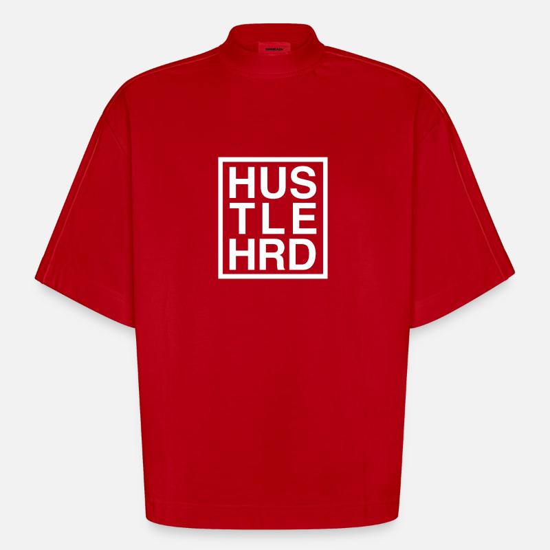HUSTLE HARD / HUSTLE HRD - T-shirt bio épais oversize Boxy fabriqué en UE - rouge