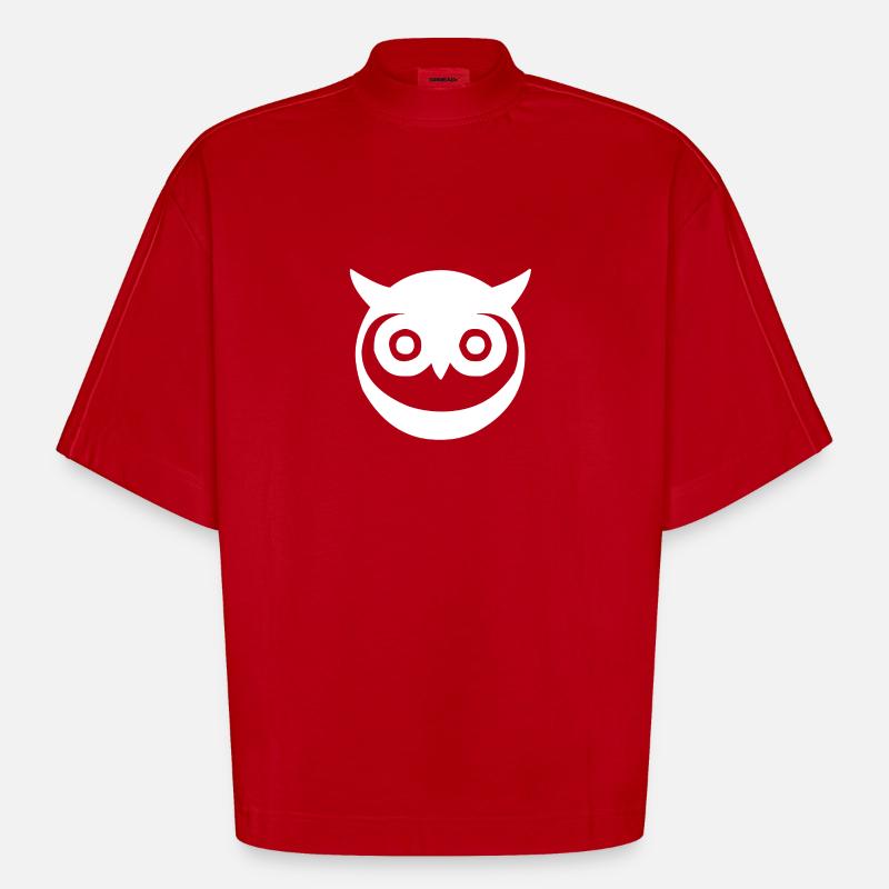 grinsende Eule - Heavyweight Oversized Organic Boxy T-Shirt Made in EU - Rot