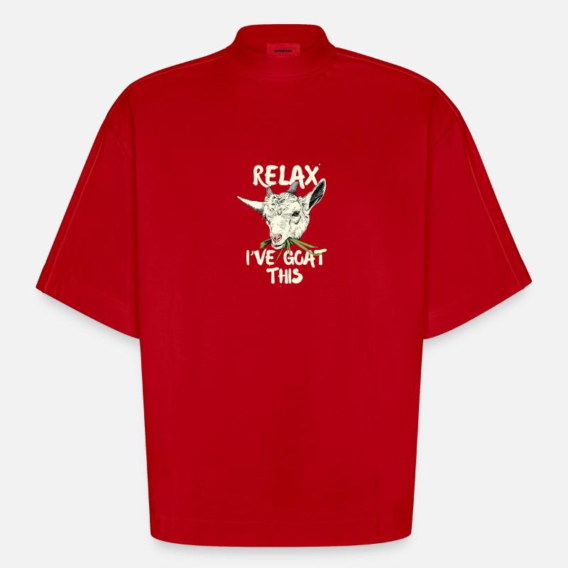 Relax i’ve goat this - T-shirt bio épais oversize Boxy fabriqué en UE - rouge