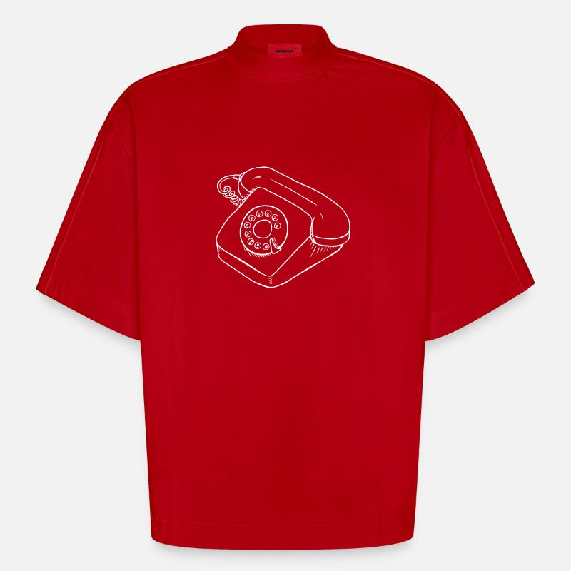Retro Telefon Wählscheibe Hörer - Heavyweight Oversized Organic Boxy T-Shirt Made in EU - Rot