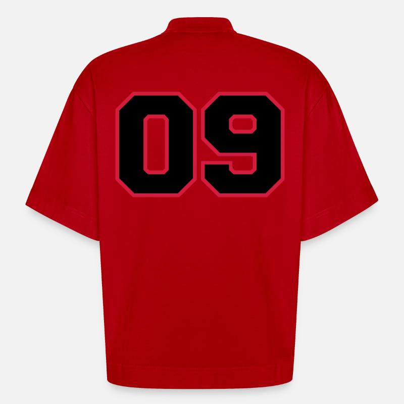 Numéro 09 - T-shirt bio épais oversize Boxy fabriqué en UE - rouge