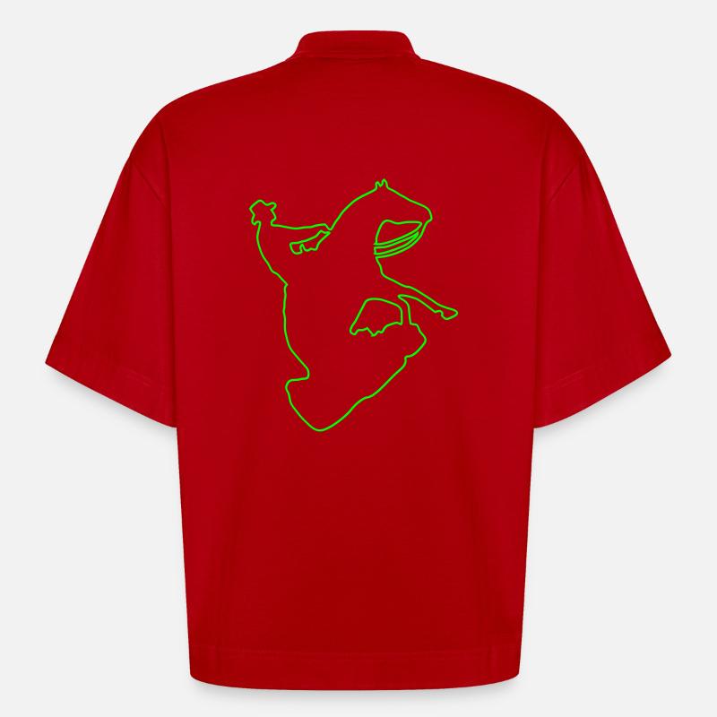 Sliding Stop Silhoutte Rand - Heavyweight Oversized Organic Boxy T-Shirt Made in EU - Rot