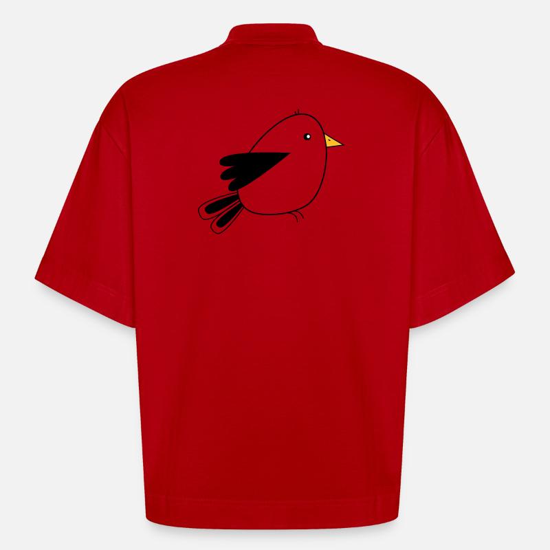 petit oiseau - T-shirt bio épais oversize Boxy fabriqué en UE - rouge