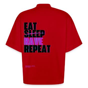 Eat Sleep Rave Repeat - Heavyweight Oversized Organic Boxy T-Shirt Made in EU - Rot - Hinten