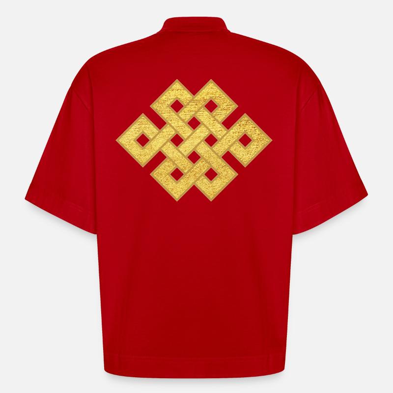Endeløs knude Symbol Forbindelse Buddhistisk Beskyttelse - Heavyweight oversized organic boxy T-shirt made in EU - rød