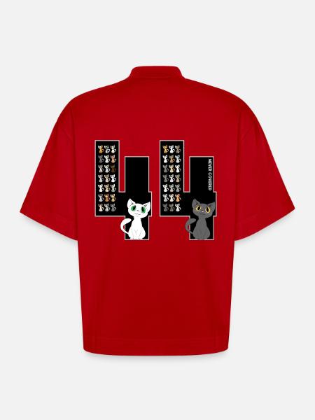 44 Cats - Heavyweight Oversized Organic Boxy T-Shirt Made in EU - red