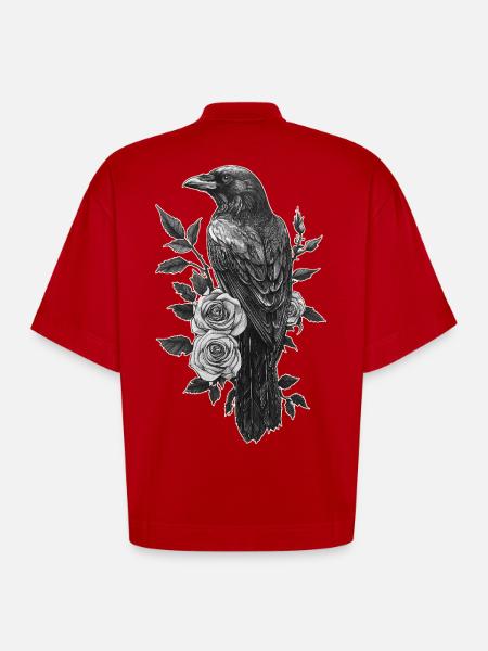 Raven - Heavyweight Oversized Organic Boxy T-Shirt Made in EU - red