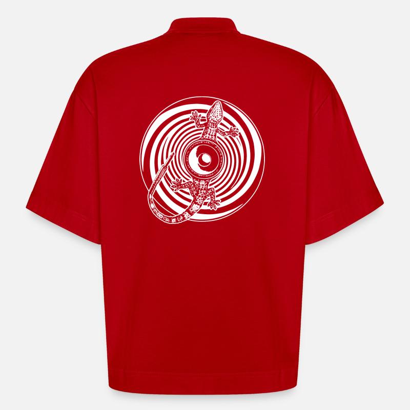 Gecko Tekno 23 Speaker back - Heavyweight Oversized Organic Boxy T-Shirt Made in EU - Rot