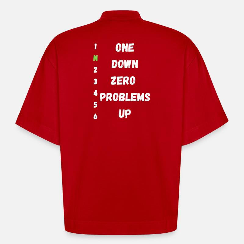 One Down Zero Problems Up - Heavyweight Oversized Organic Boxy T-Shirt Made in EU - red