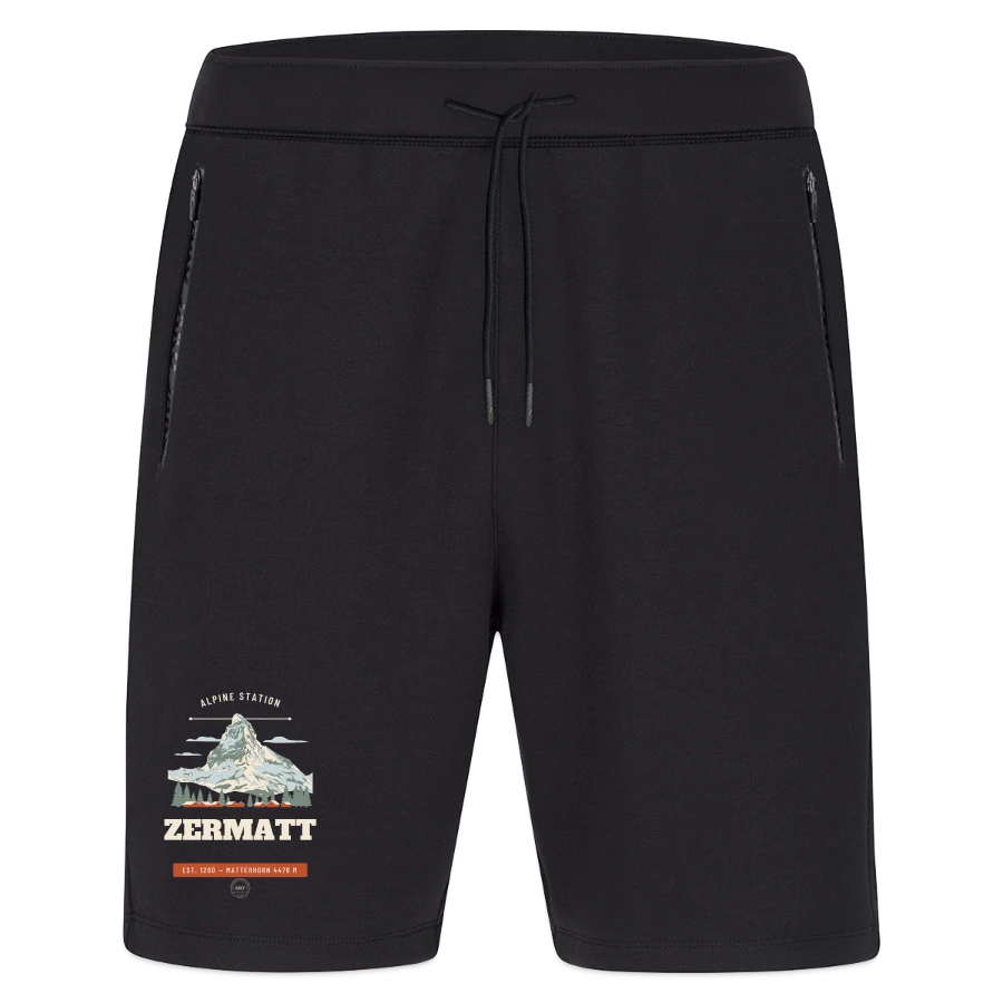 Zermatt badge on a jako pro casual shorts, black