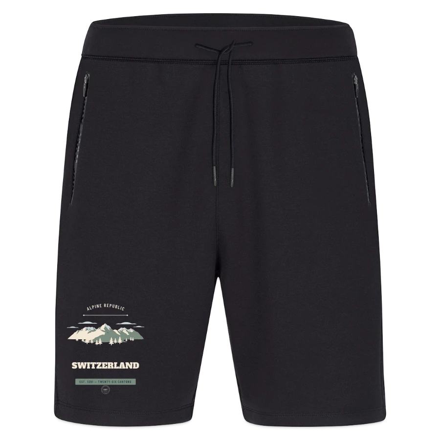 Switzerland badge on a jako pro casual shorts, black
