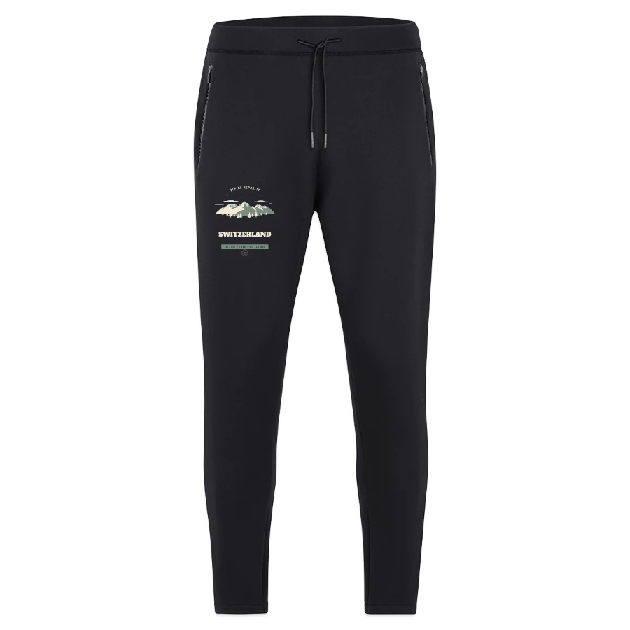 Switzerland badge on a jako pro casual joggers, black