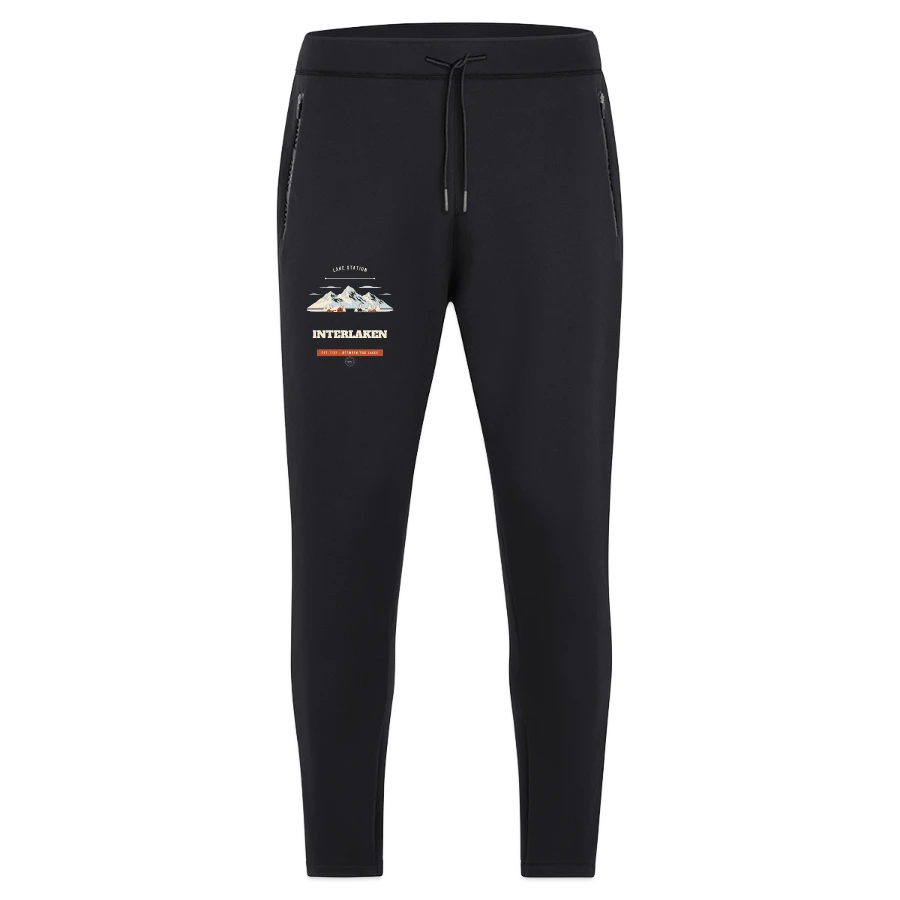 Interlaken badge on a jako pro casual joggers, black