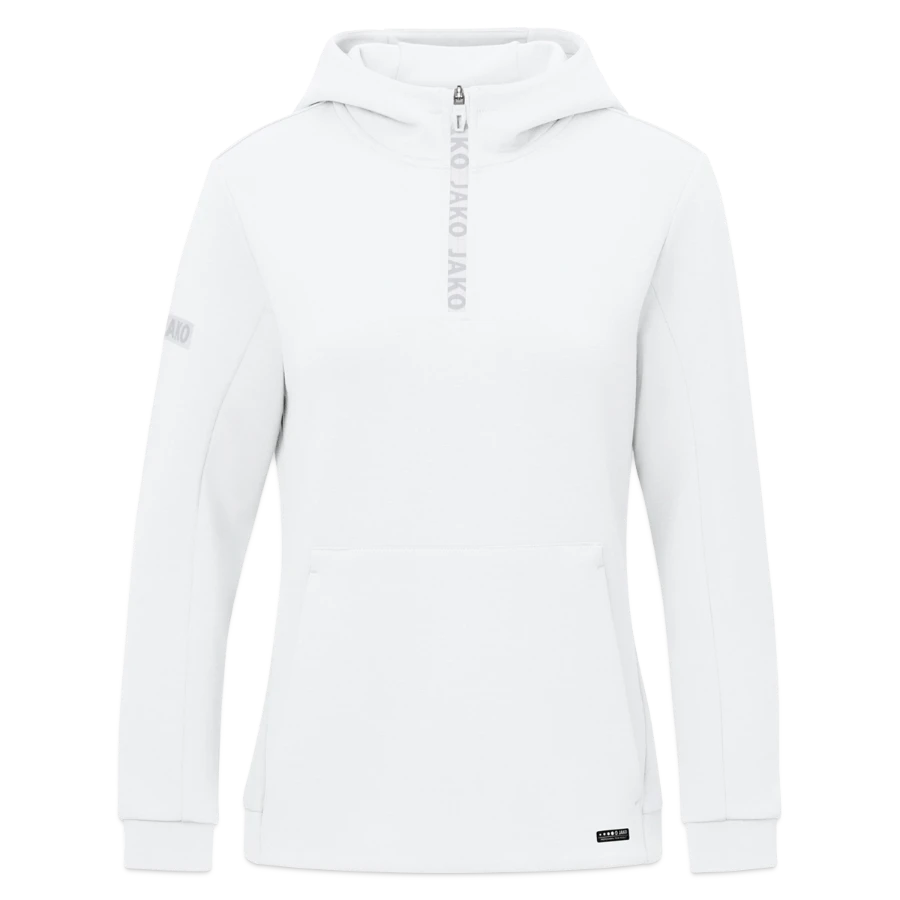 Lucerne badge on a jako pro casual women’s zip hoodie, white