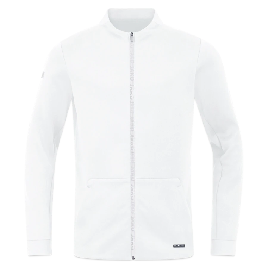 Interlaken badge on a jako pro casual jacket, white
