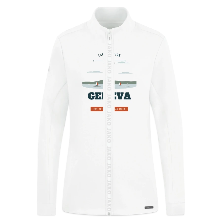 Geneva badge on a jako pro casual women’s jacket, white