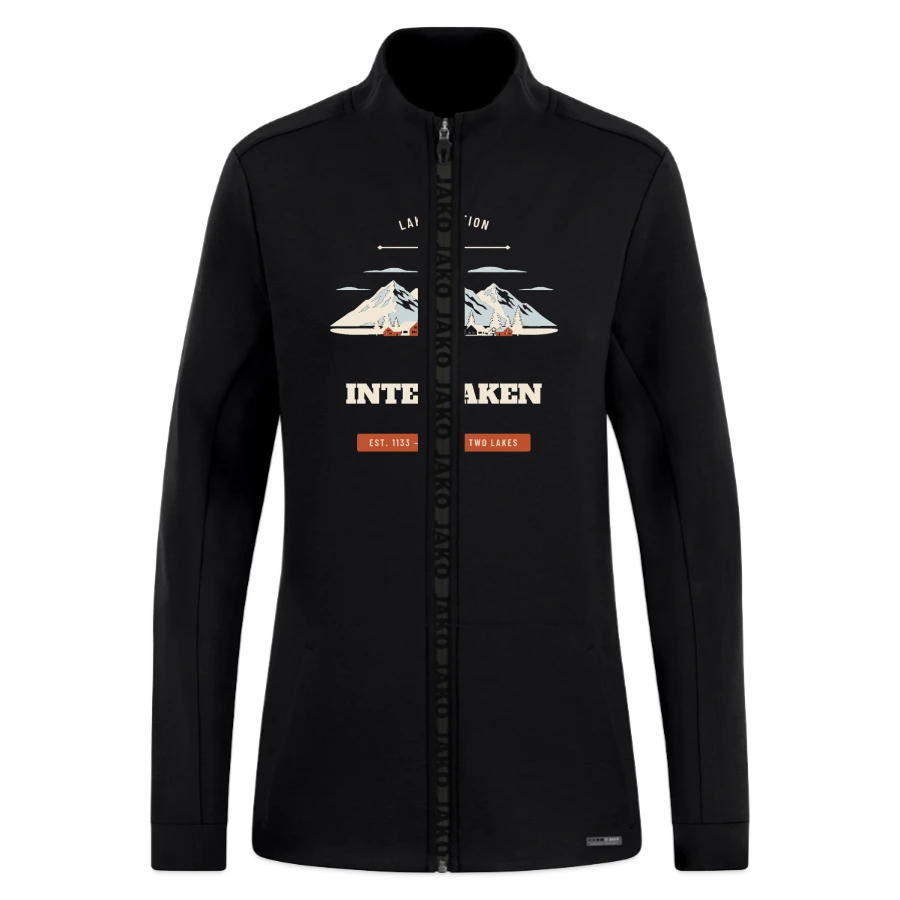 Interlaken badge on a jako pro casual women’s jacket, black