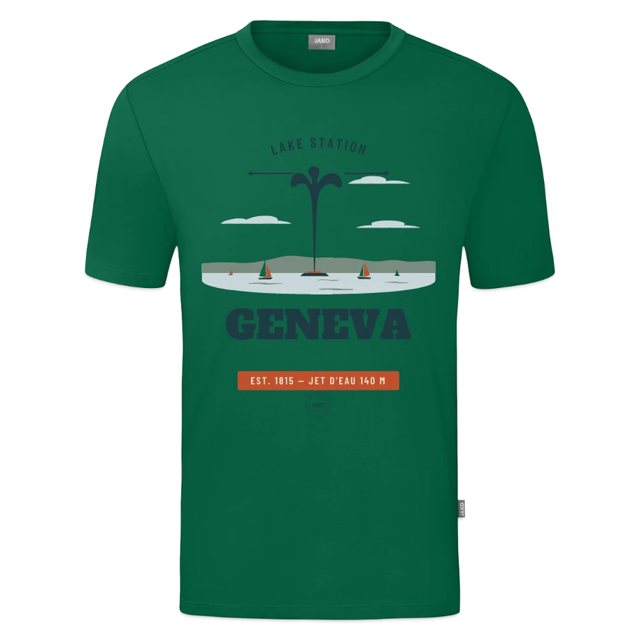 Geneva badge on a jako organic kids’ t-shirt , kelly green