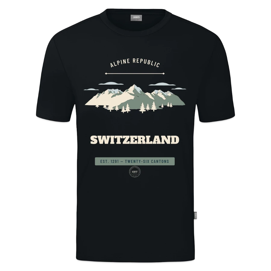 Switzerland badge on a jako organic kids’ t-shirt , black