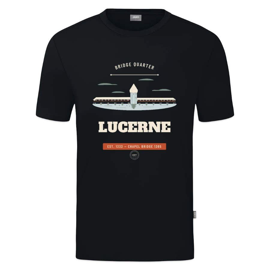 Lucerne-märke på en jako organic teen t-shirt , black