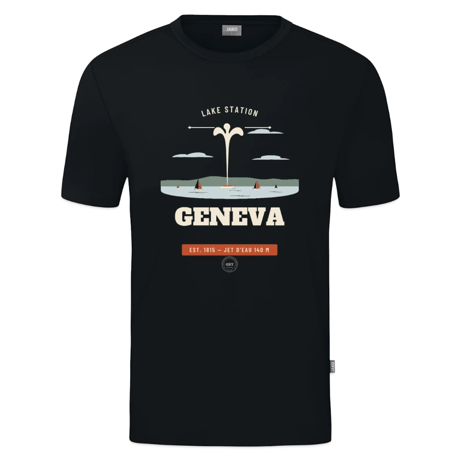 Geneva badge on a jako organic teen t-shirt , black