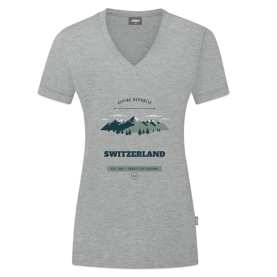 Switzerland badge on a jako organic women’s t-shirt , heather grey