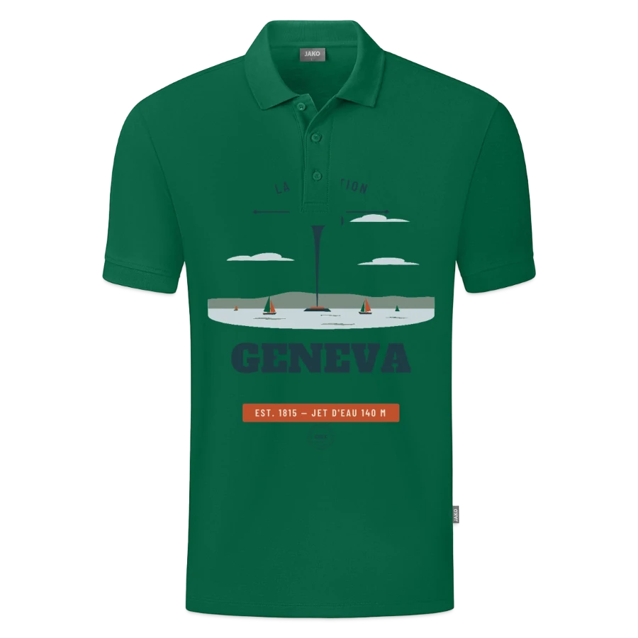 Geneva badge on a jako organic kids’ polo shirt , kelly green