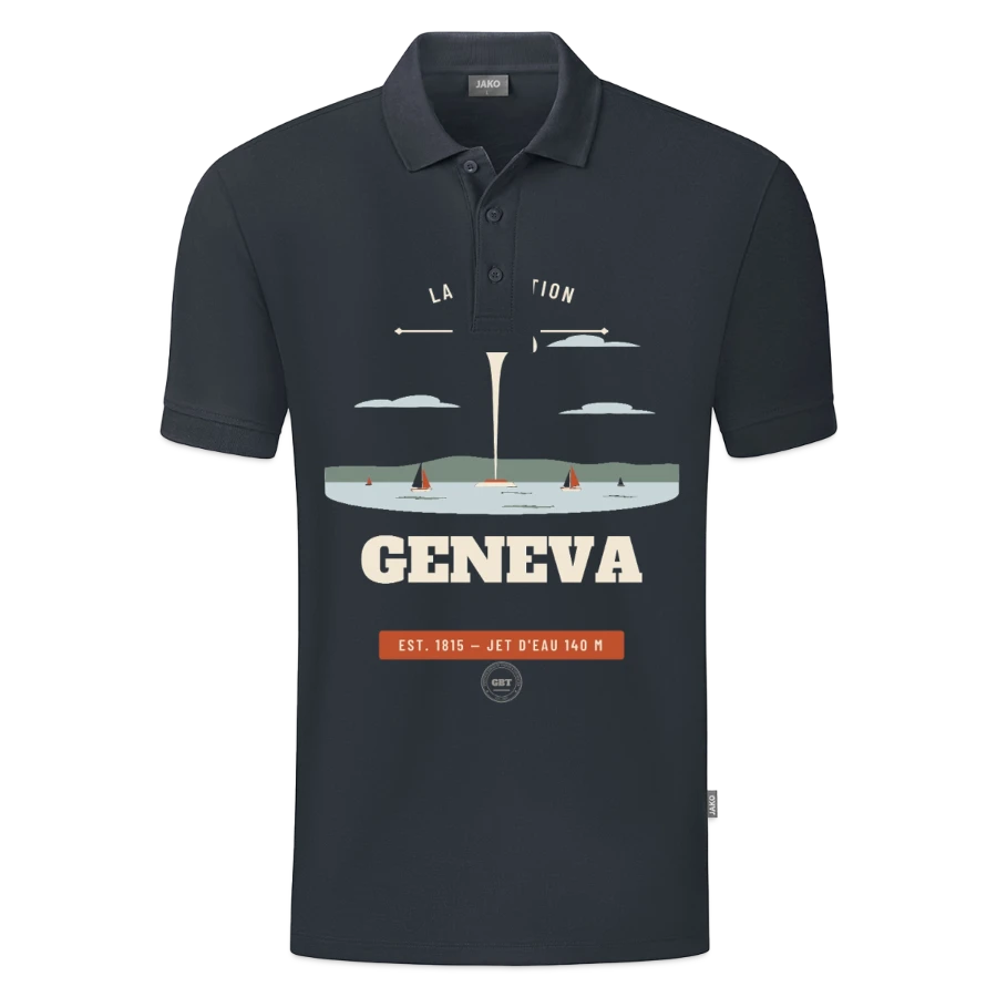 Geneva badge on a jako organic kids’ polo shirt , anthracite