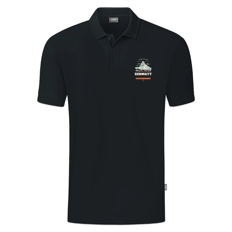 Zermatt badge on a jako organic men’s polo , black