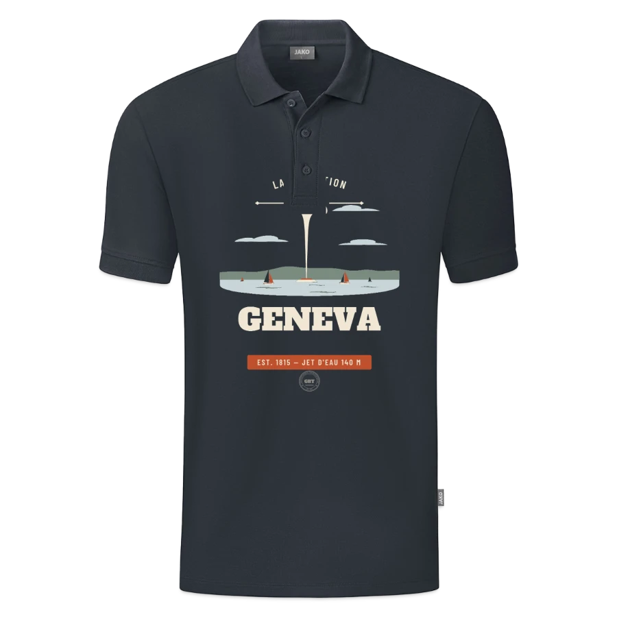 Geneva badge on a jako organic teen polo , anthracite