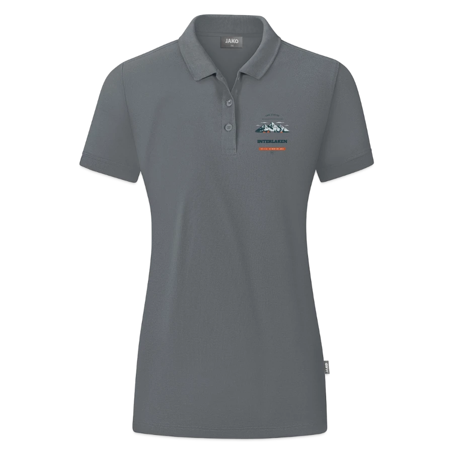 Interlaken badge on a jako organic women’s polo , grey