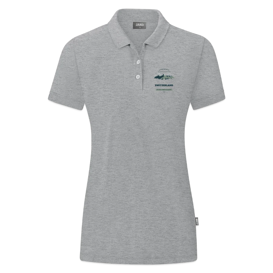 Switzerland badge on a jako organic women’s polo , heather grey