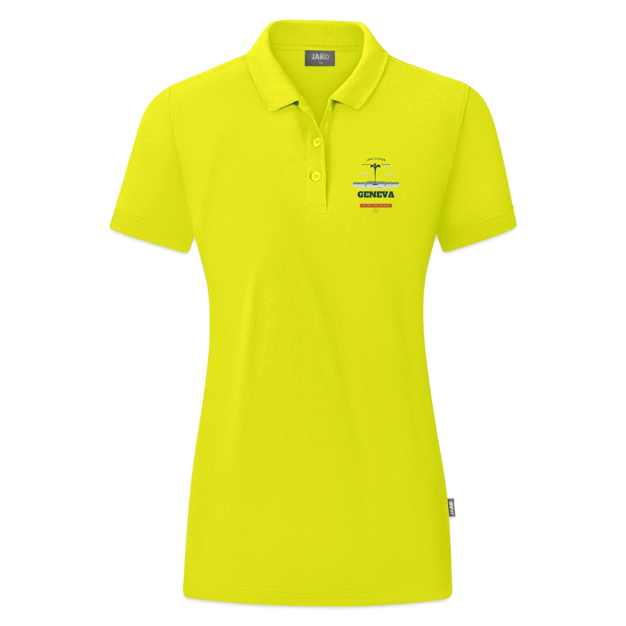 Geneva badge on a jako organic women’s polo , lime